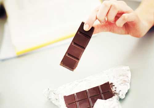 チョコレートを食べる直前