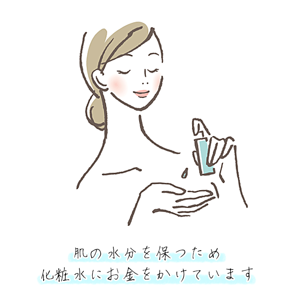 化粧水でスキンケアをする女性
